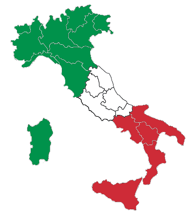 Cartina italia ticolore verde bianco rosso